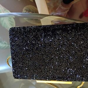 Vince Camuto Black Beaded Clutch with Gold Accent Offers Are Welcome New
